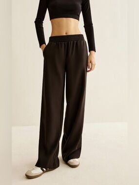 Commense Wide-Leg Elastic Waist Pants Sporty